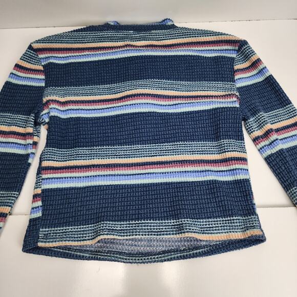 SO Brand Zip Up Collared Neck Long Sleeve Blue Striped Crop Top Women's Size XS - Picture 5 of 8